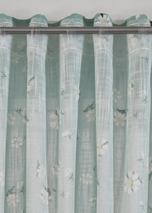 Gardin i resirkulert polyester med trykt blomsterm&oslash;nster (1-pack), bonprix