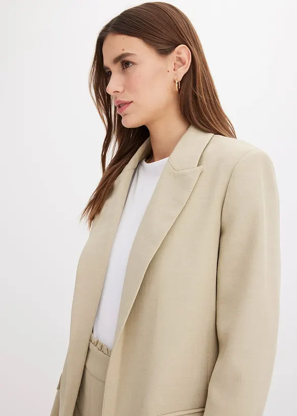 Blazer i lin-look med stripete fôr, bonprix
