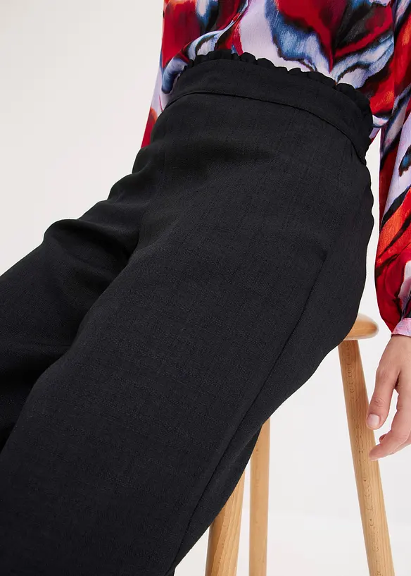 Vid bukse i lin-look med elastisk linning, bonprix