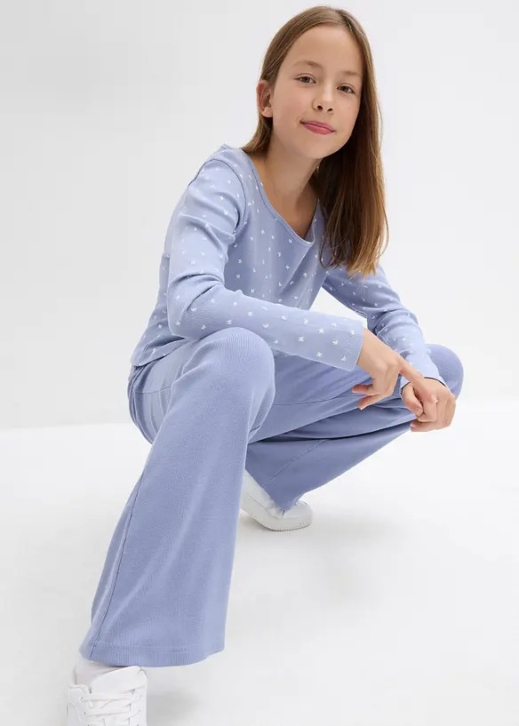 Ribbet bukse i jerseymateriale med økologisk bomull, bonprix