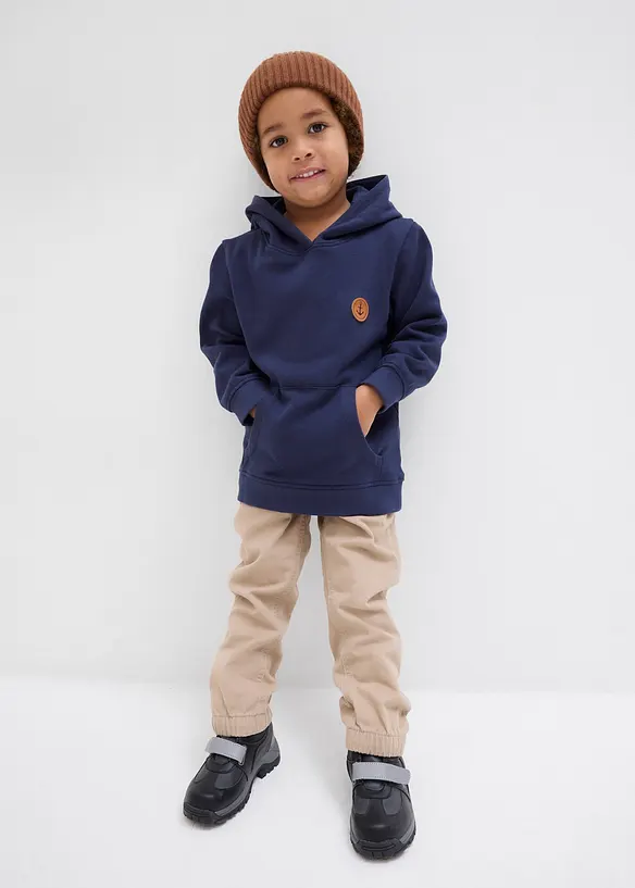 Regular Fit slip on-bukse i 100% bomull (3-pack), behagelig linning, bonprix