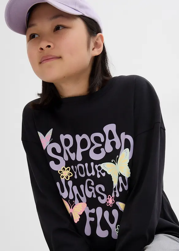 Langermet topp i 100% &oslash;kologisk bomull, bonprix