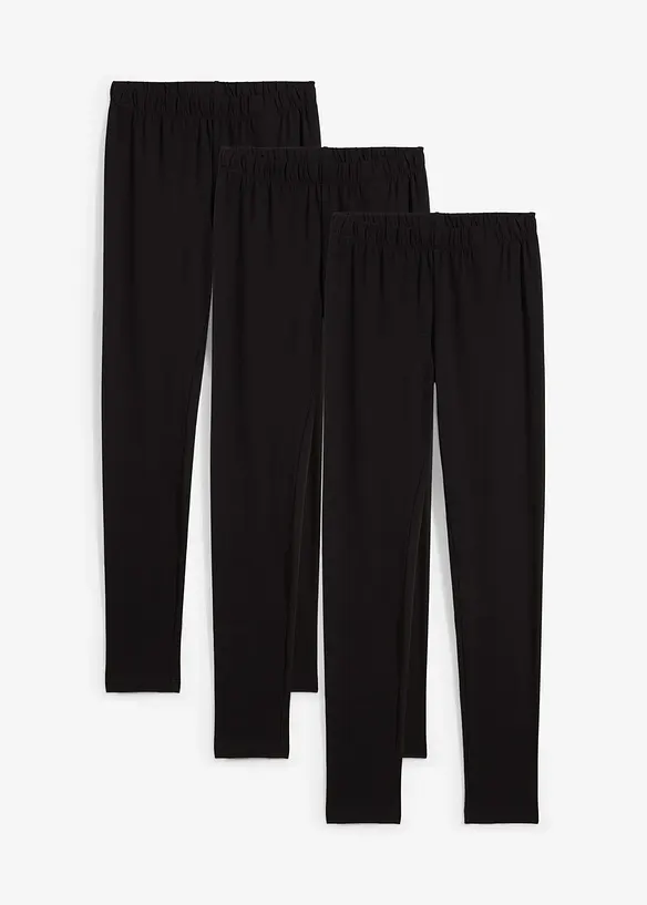 Leggings i elastisk, økologisk bomullsmiks (3-pack), bonprix