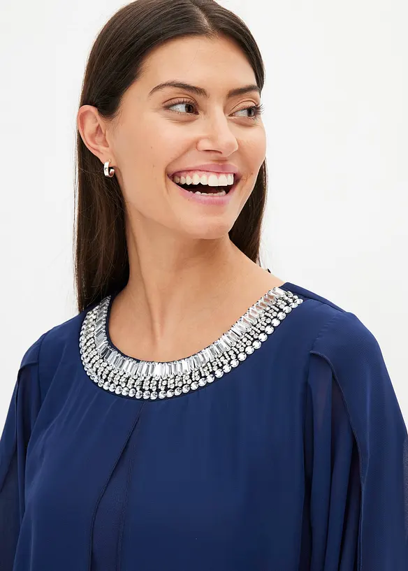 Chiffonkjole med strass-applikasjon, bonprix