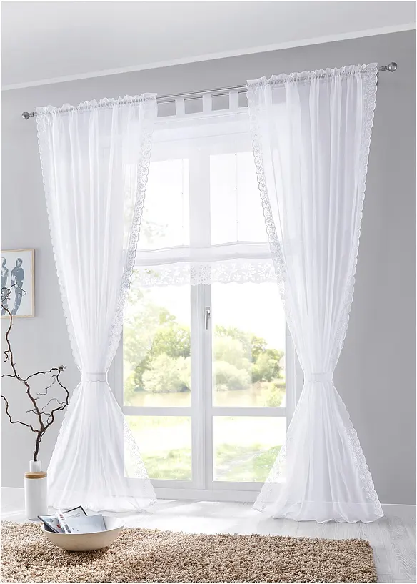 Gardin med broderi inkl. gardinholder (1-pack), bonprix