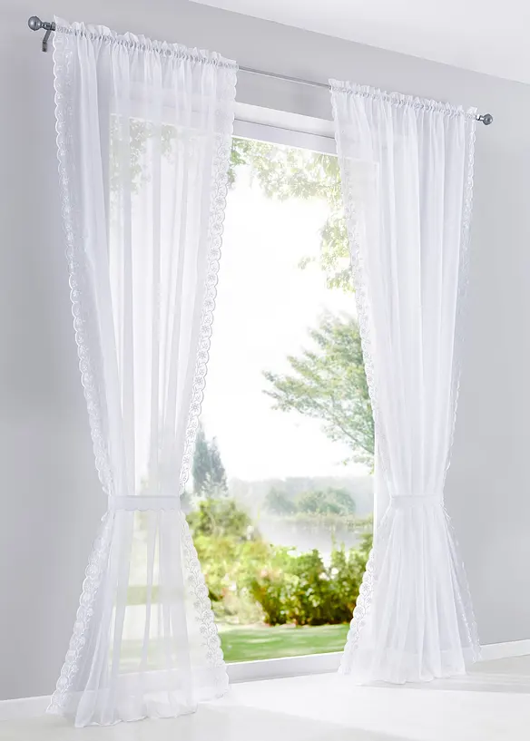 Gardin med broderi inkl. gardinholder (1-pack), bonprix