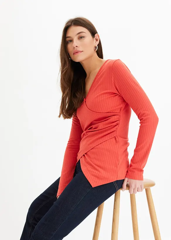 Ribbet topp i omslagsstil, bonprix