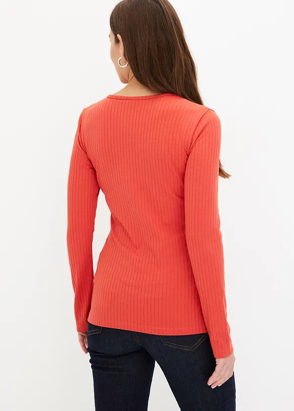 Ribbet topp i omslagsstil, bonprix