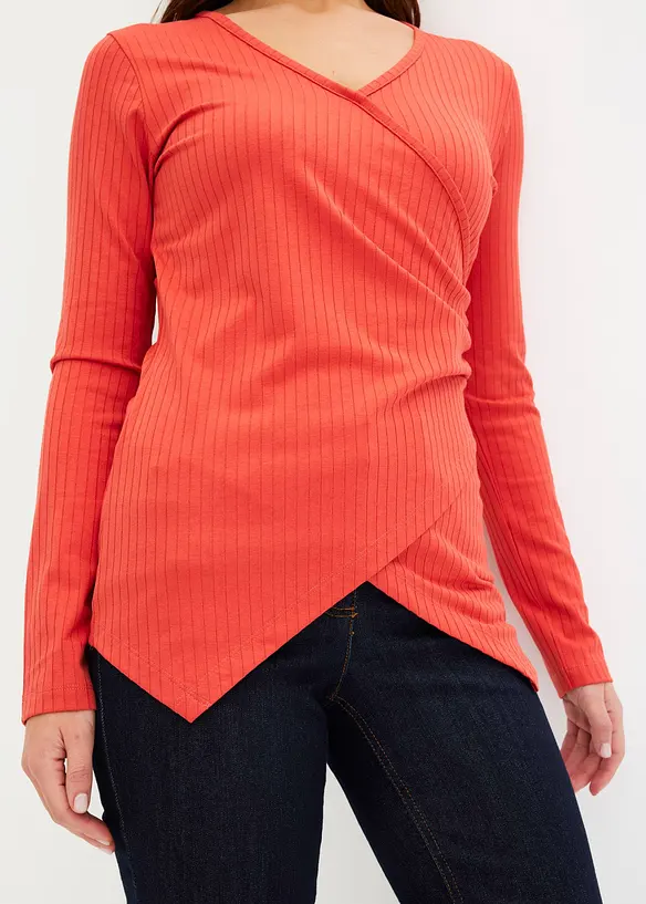 Ribbet topp i omslagsstil, bonprix
