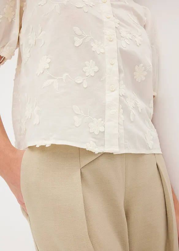 Kortermet bluse i 100% bomull, bonprix