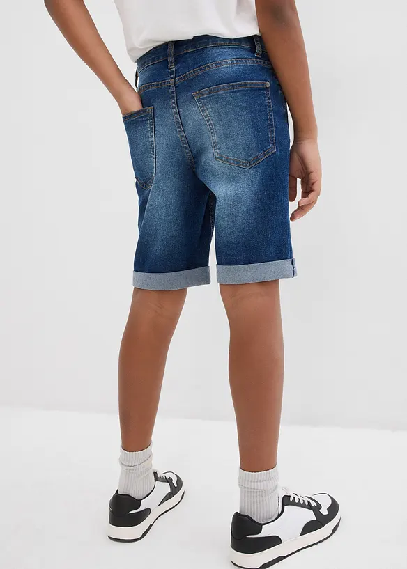 Bermudashorts i denim med stretch og regulerbar linning, Slim Fit, bonprix