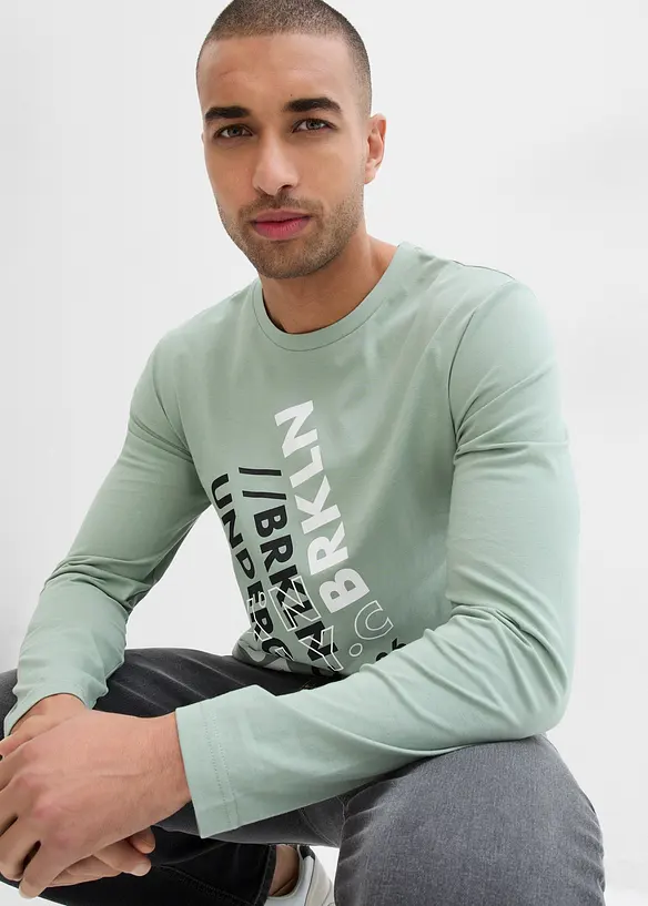 Langermet topp i &oslash;kologisk bomull, bonprix