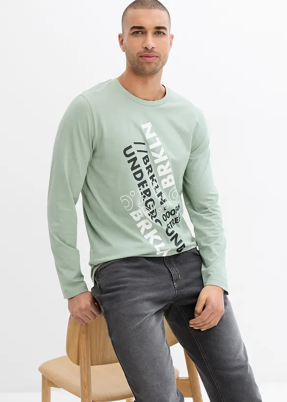 Langermet topp i &oslash;kologisk bomull, bonprix