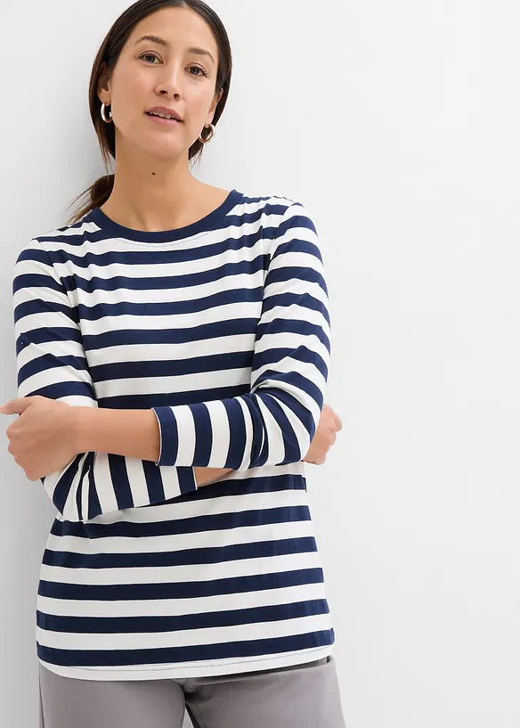 Topp i 100% &oslash;kologisk bomull med stripem&oslash;nster, bonprix