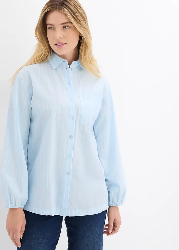 Skjortebluse i bomullspoplin, bonprix