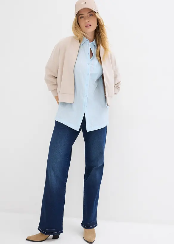 Skjortebluse i bomullspoplin, bonprix