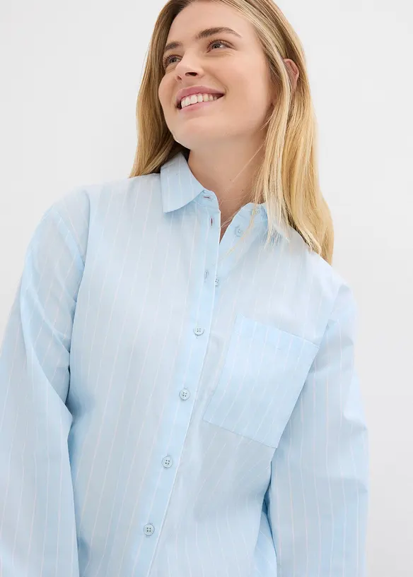 Skjortebluse i bomullspoplin, bonprix