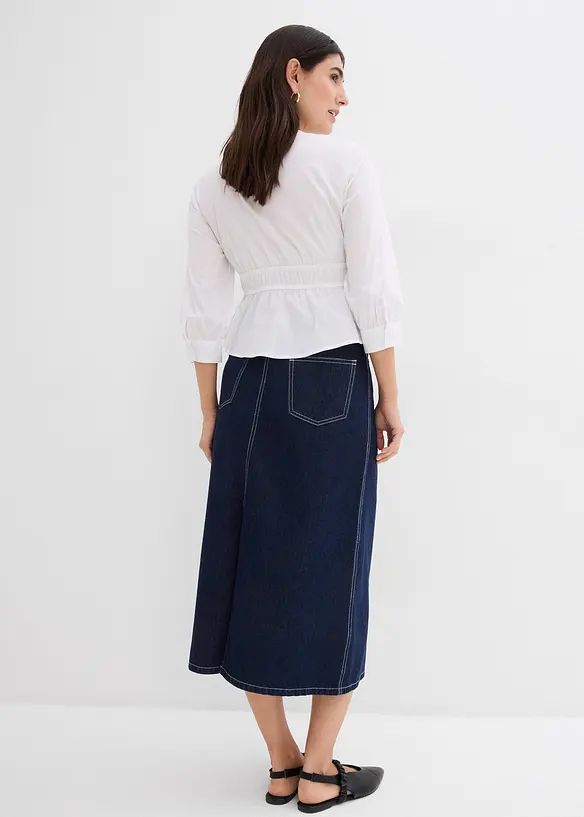 Jeansskjørt Mid Waist, komfortlinning, super soft, bonprix