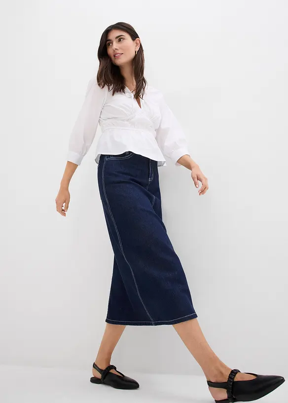Jeansskjørt Mid Waist, komfortlinning, super soft, bonprix
