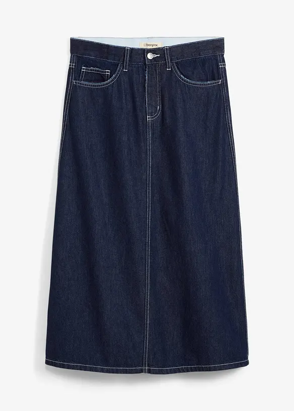 Jeansskjørt Mid Waist, komfortlinning, super soft, bonprix