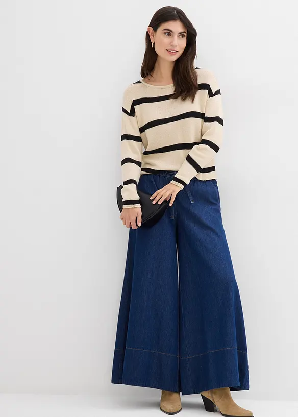 Wide Leg-jeans, Mid Waist, komfortlinning, bonprix