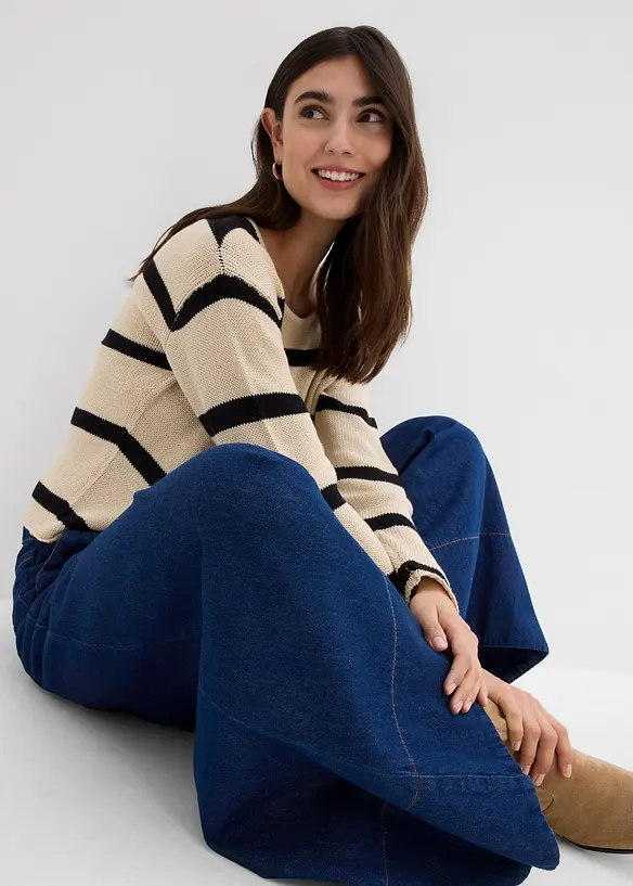 Wide Leg-jeans, Mid Waist, komfortlinning, bonprix