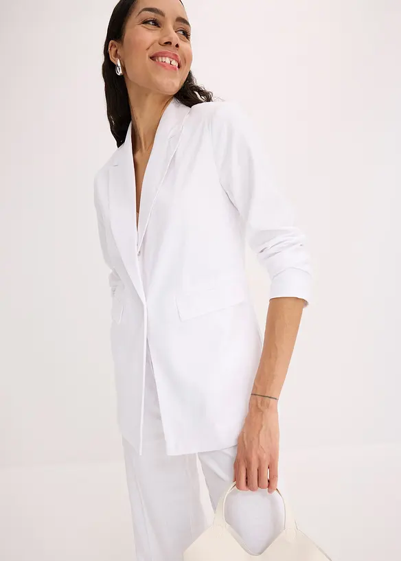 Ledig blazer med lin og bred krage med slag, bonprix