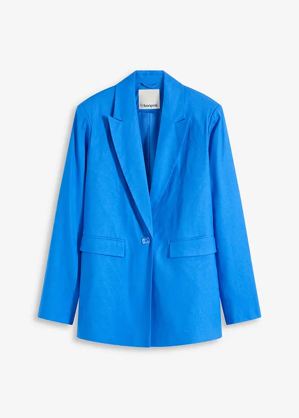 Ledig blazer med lin og bred krage med slag, bonprix