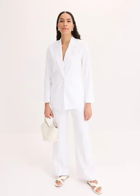 Ledig blazer med lin og bred krage med slag, bonprix