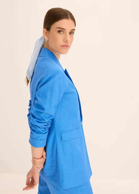 Ledig blazer med lin og bred krage med slag, bonprix