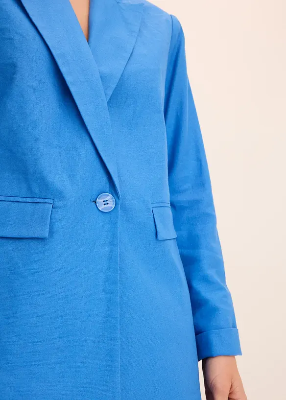 Ledig blazer med lin og bred krage med slag, bonprix
