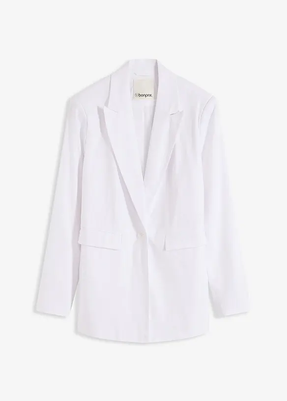 Ledig blazer med lin og bred krage med slag, bonprix