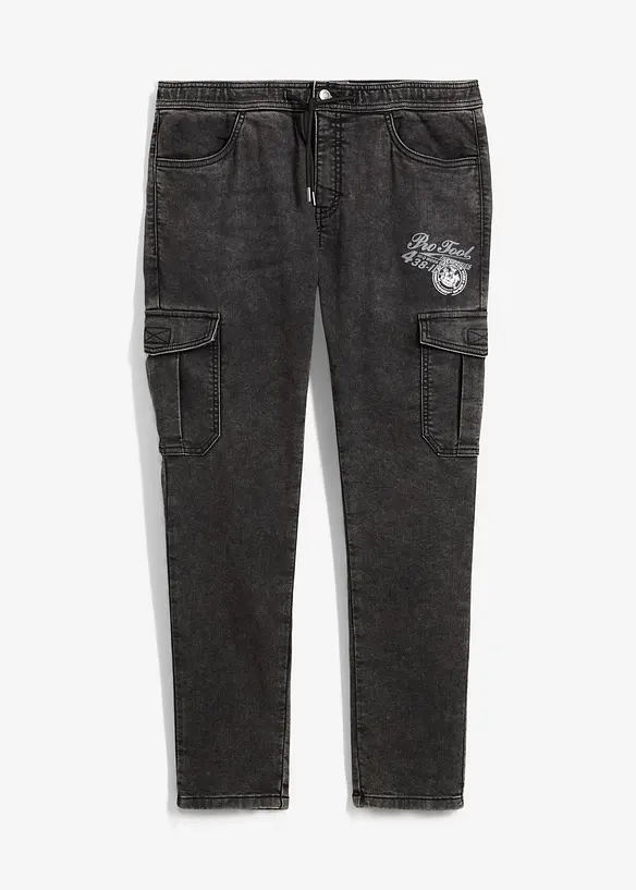Regular Fit-pull on-cargojeans med stretch, Tapered, bonprix