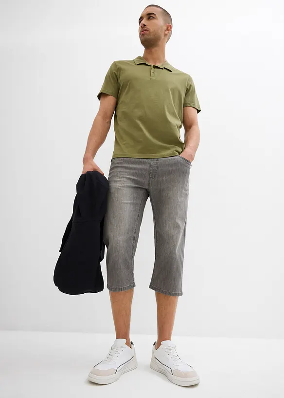 Regular Fit-3/4-pull on-jeans i lett denim med stretch, Straight, (2-pack), bonprix