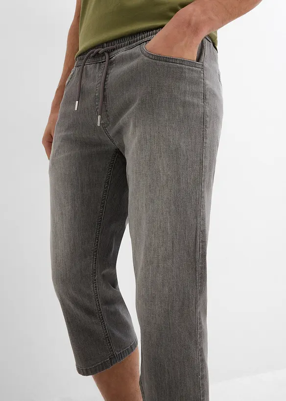 Regular Fit-3/4-pull on-jeans i lett denim med stretch, Straight, (2-pack), bonprix