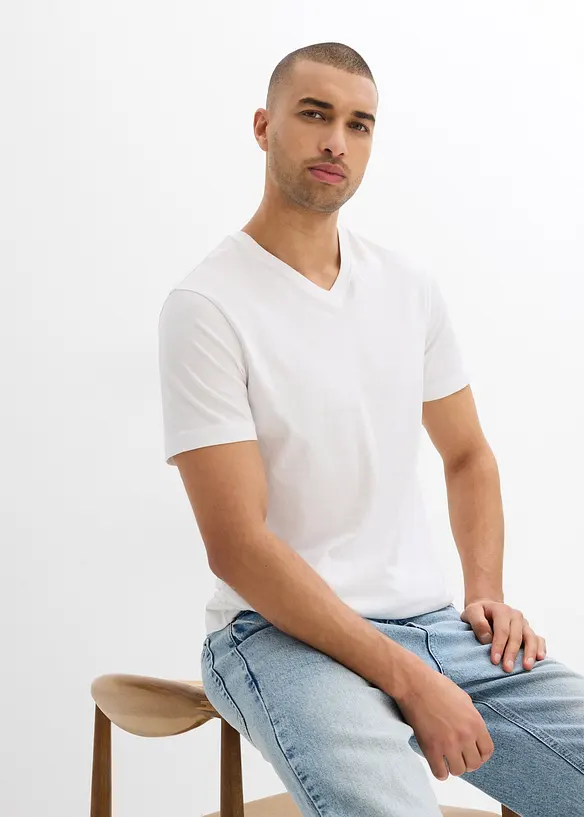 T-skjorte i ren økologisk bomull, Slim Fit (2-pack), bonprix