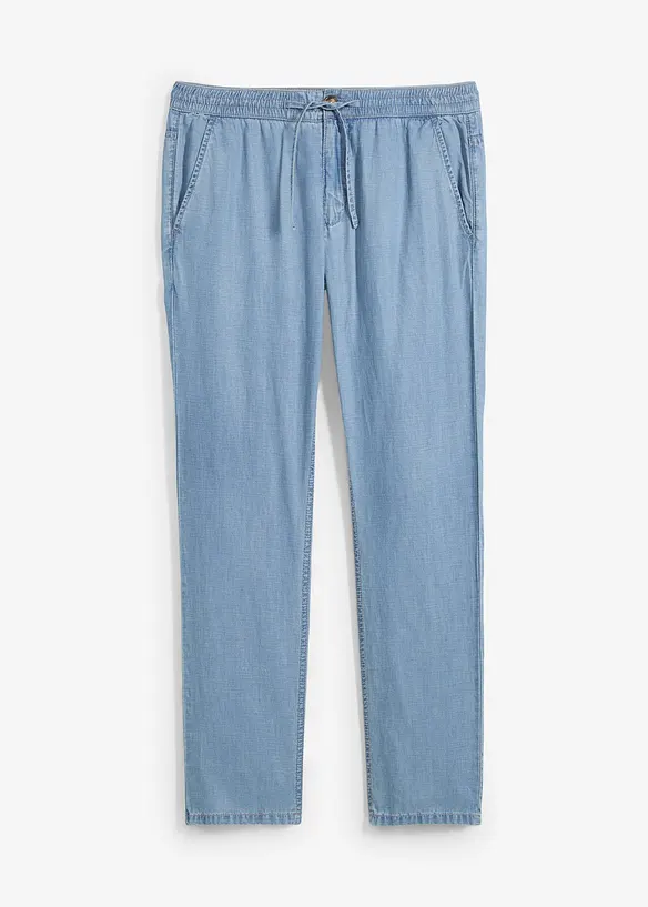 Lett Regular Fit slip on-jeans  med lin, Straight, bonprix