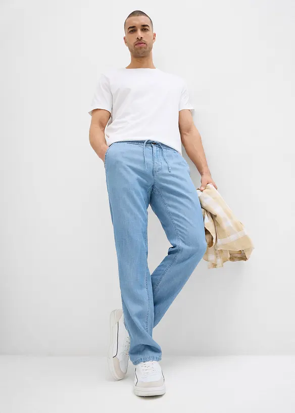 Lett Regular Fit slip on-jeans  med lin, Straight, bonprix