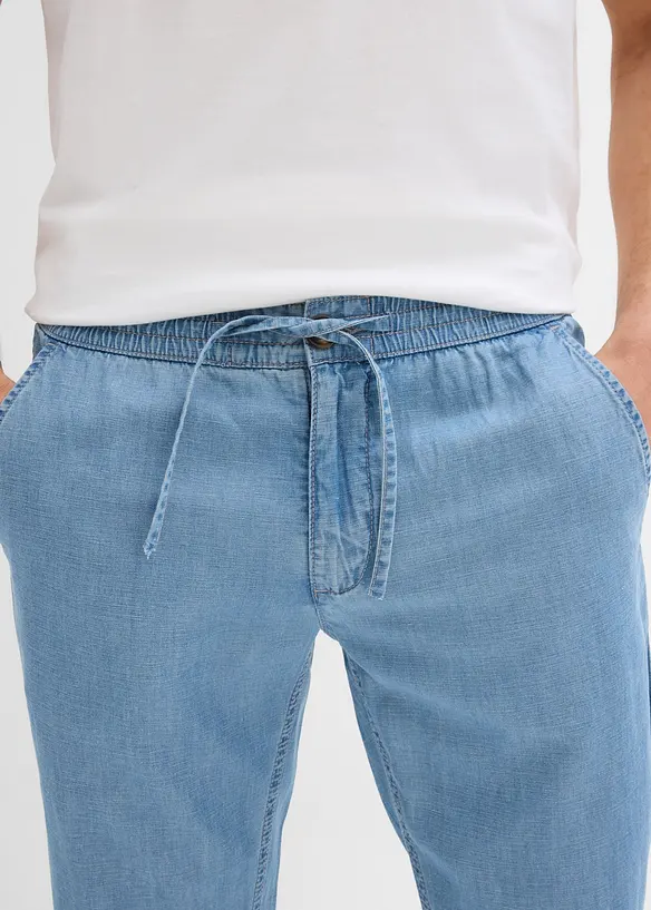 Lett Regular Fit slip on-jeans  med lin, Straight, bonprix