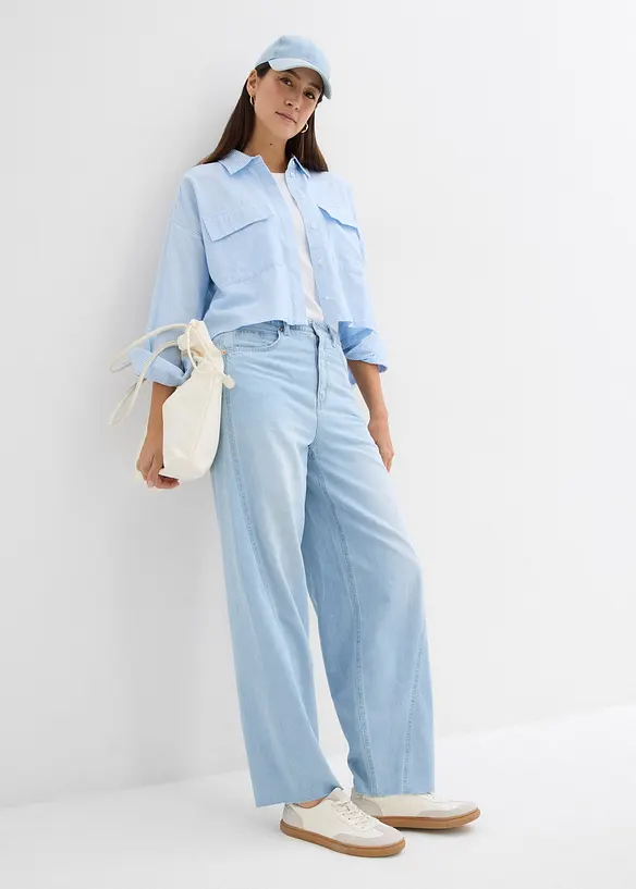 Oversized bluse av ren bomull, bonprix
