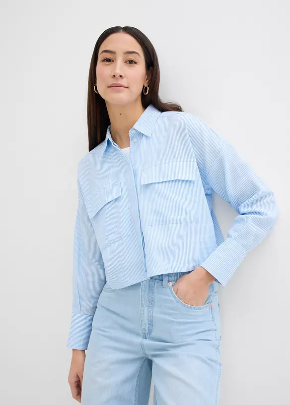 Oversized bluse av ren bomull, bonprix