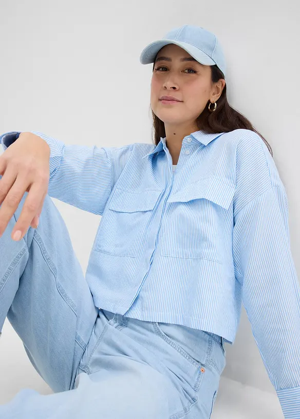 Oversized bluse av ren bomull, bonprix