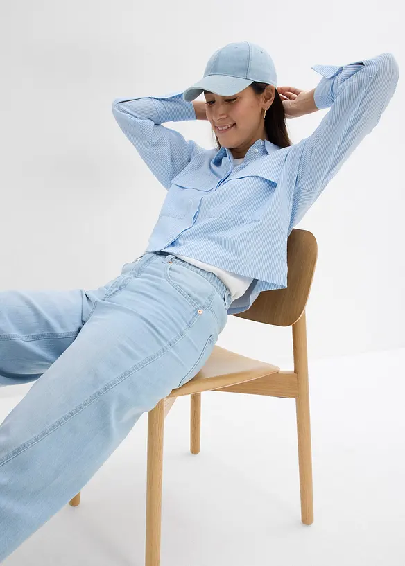 Oversized bluse av ren bomull, bonprix