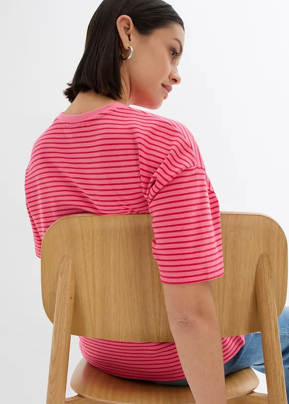 T-skjorte med stripem&oslash;nster og broderi, bonprix