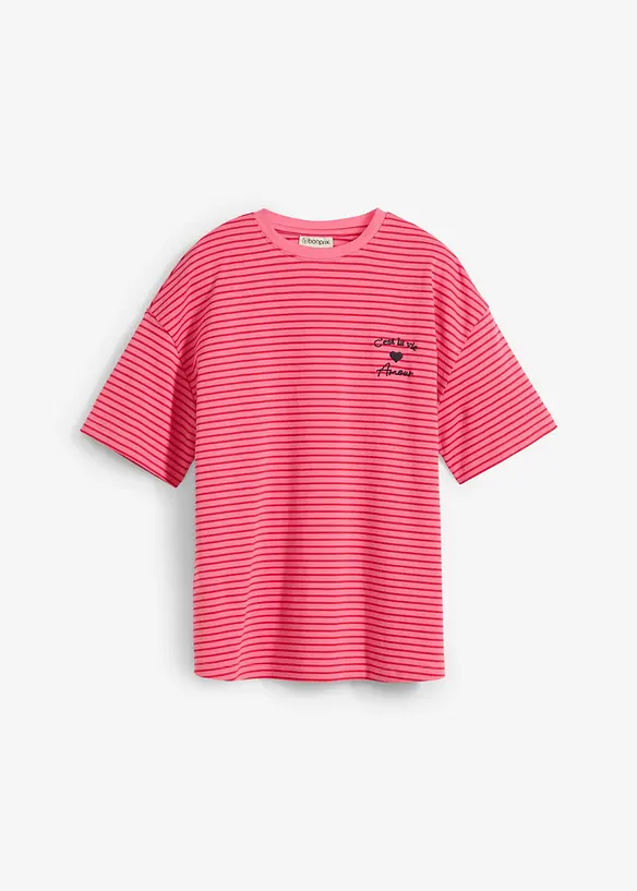 T-skjorte med stripem&oslash;nster og broderi, bonprix
