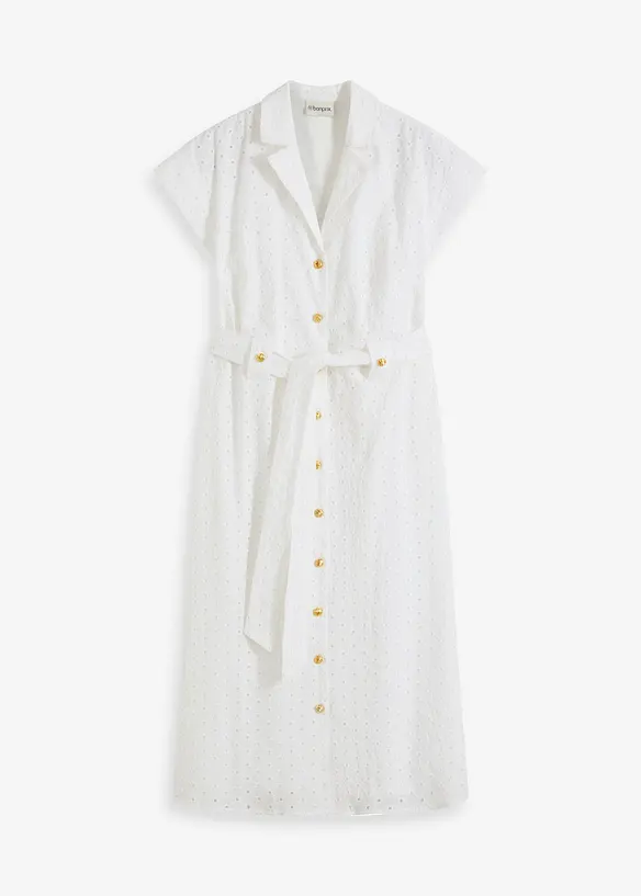 Skjortekjole i hullblonde-materiale, bonprix