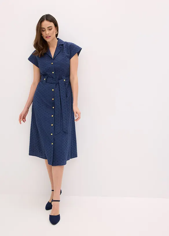 Skjortekjole i hullblonde-materiale, bonprix