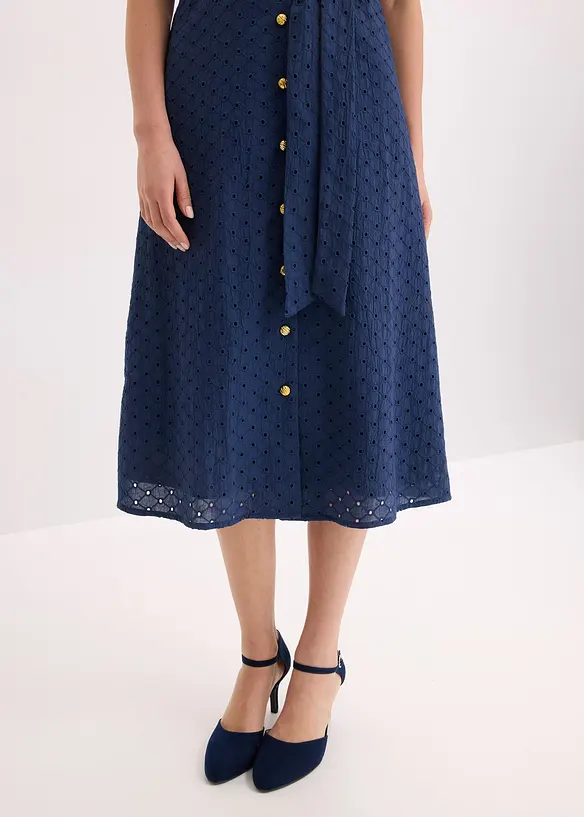 Skjortekjole i hullblonde-materiale, bonprix