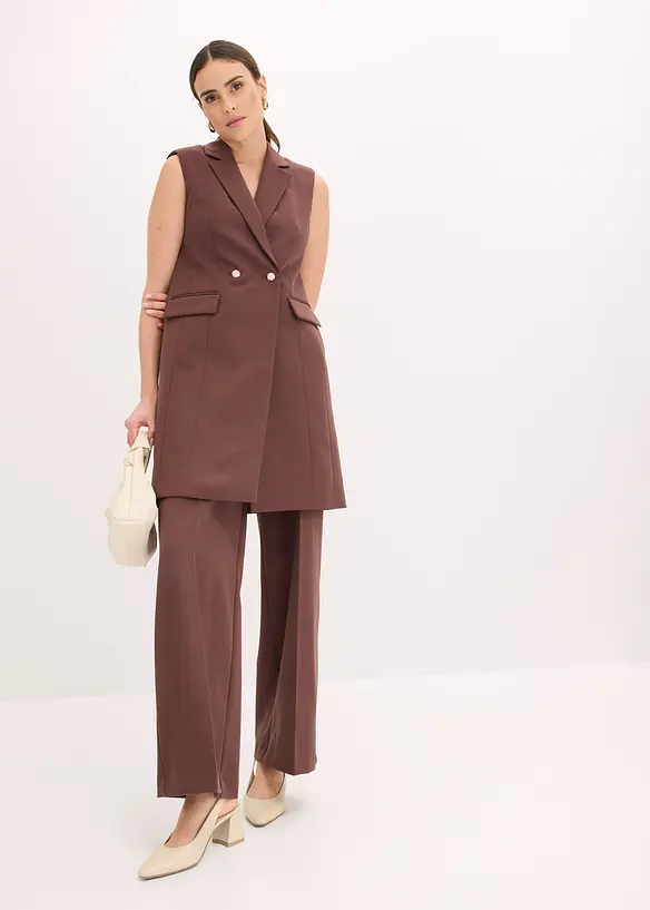 Lang vest i blazer-look, bonprix