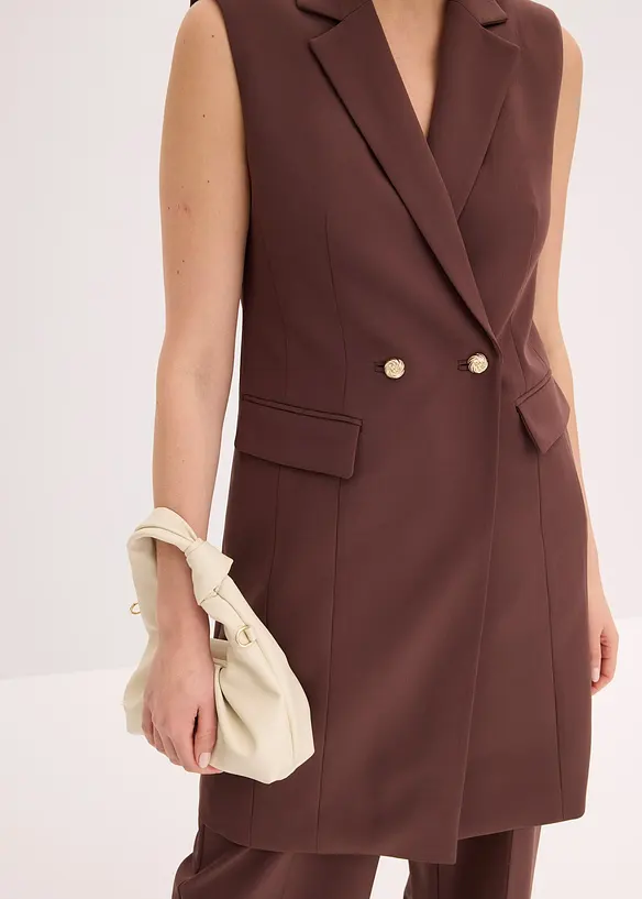 Lang vest i blazer-look, bonprix